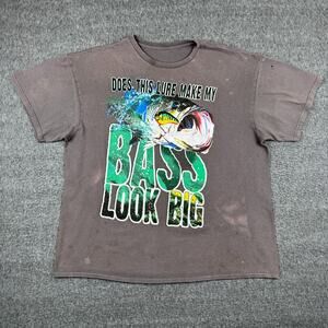 Vintage Does This Lure Make‎ My Bass Look Big T-Shirt Men's XL Brown Fishing Y2K